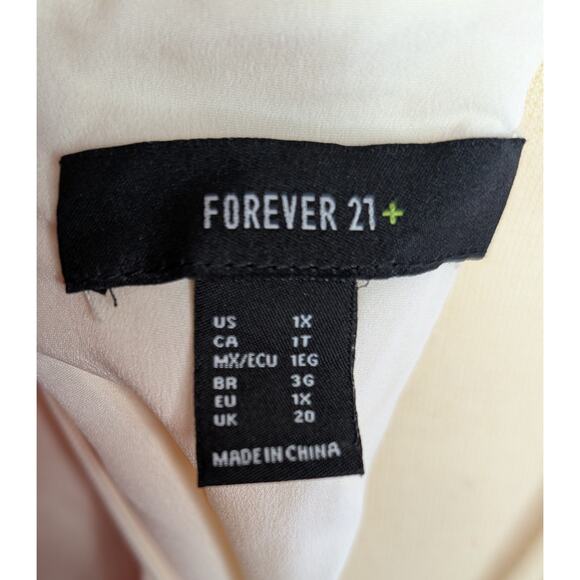 Forever 21+ Ivory Cream Golden Satin Slip Dress Women's 1X EUC Tie Neck Lined - Picture 7 of 8